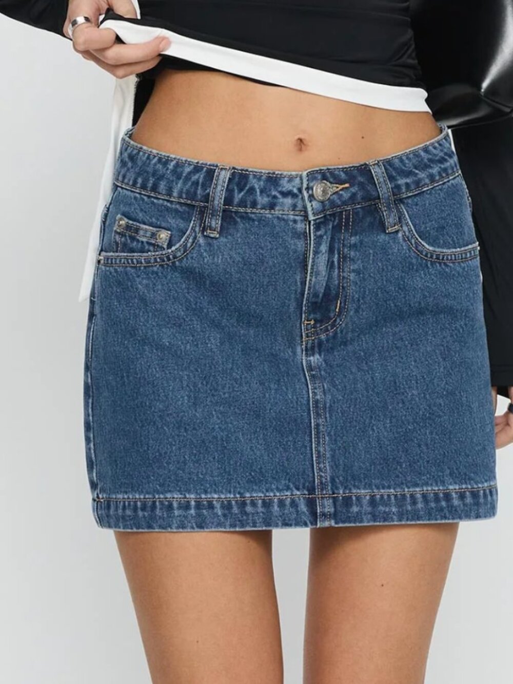 Denim Mini Skirt Mid Wash